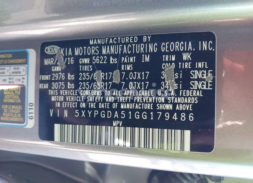 Photo 9 of 2016 Kia Sorento 3.3L LX (VIN 5XYPGDA51GG179486)