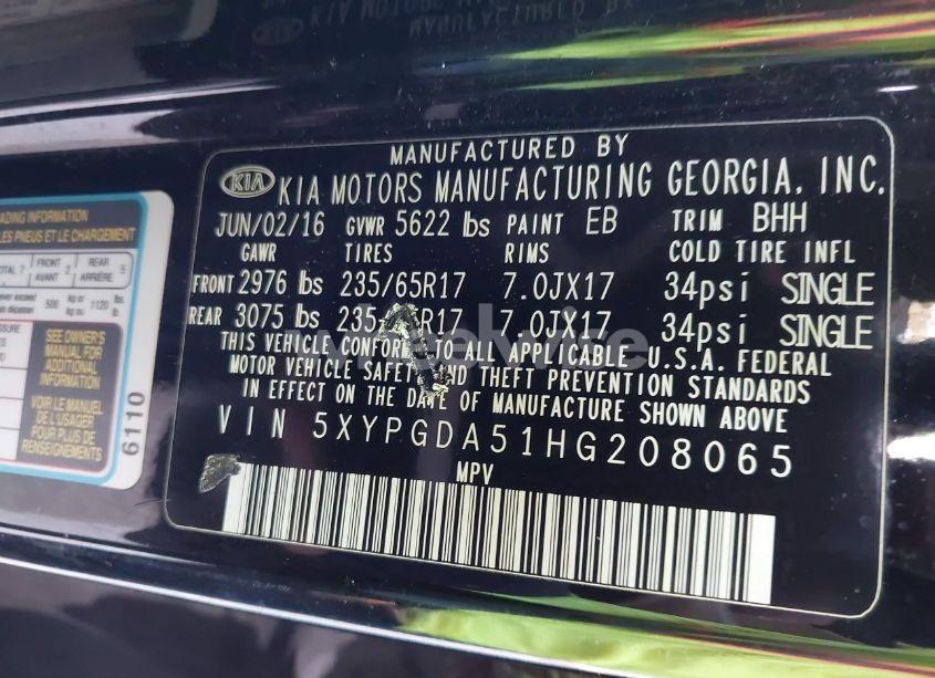 Photo 9 of 2017 Kia Sorento 3.3L LX (VIN 5XYPGDA51HG208065)