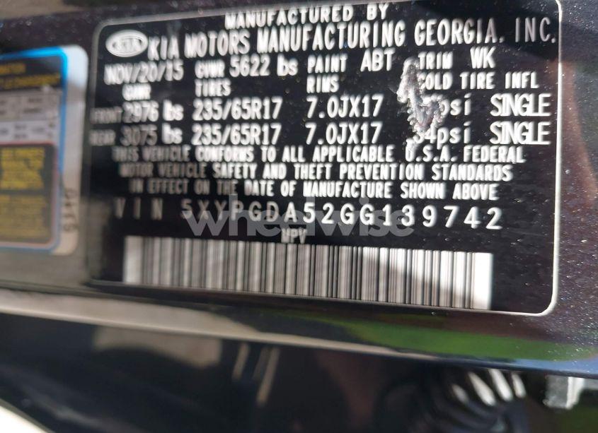 Photo 9 of 2016 Kia Sorento 3.3L LX (VIN 5XYPGDA52GG139742)