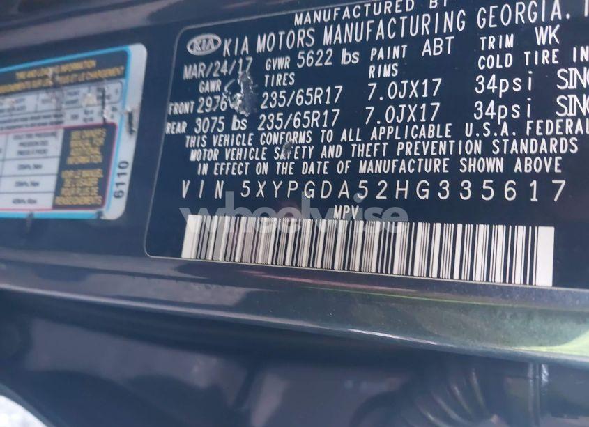 Photo 9 of 2017 Kia Sorento 3.3L LX (VIN 5XYPGDA52HG335617)