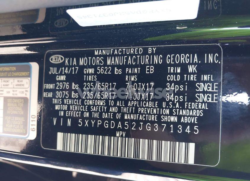 Photo 9 of 2018 Kia Sorento 3.3L LX (VIN 5XYPGDA52JG371345)