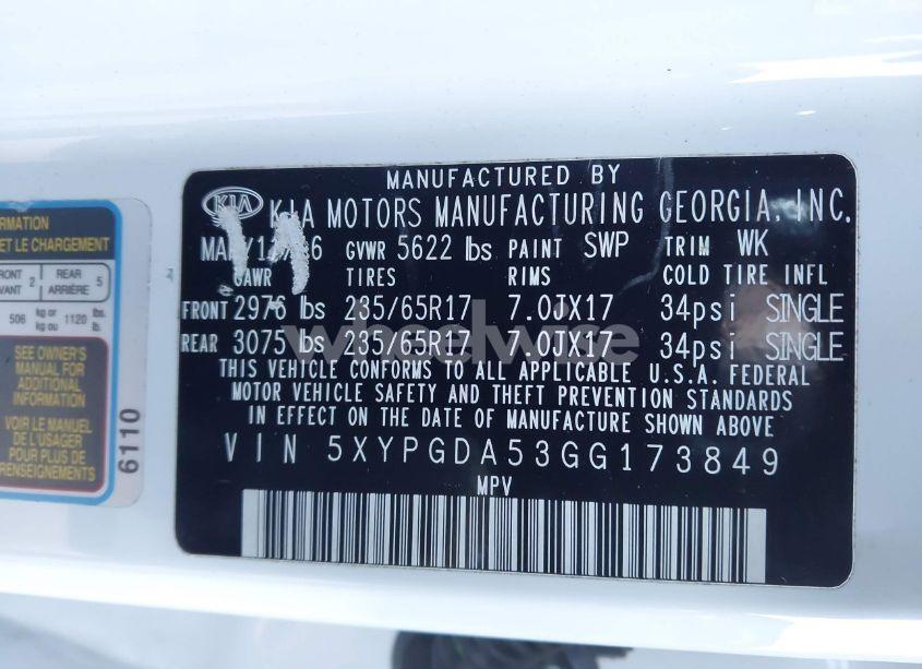 Photo 9 of 2016 Kia Sorento 3.3L LX (VIN 5XYPGDA53GG173849)