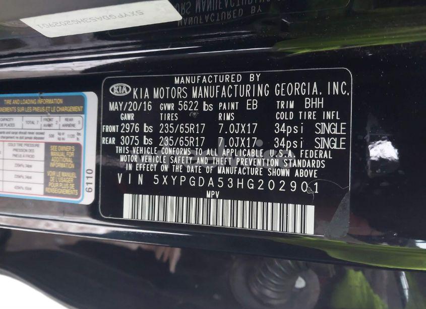 Photo 9 of 2017 Kia Sorento 3.3L LX (VIN 5XYPGDA53HG202901)