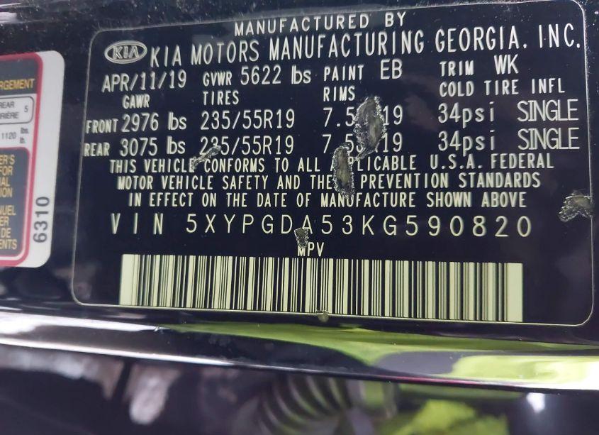 Photo 9 of 2019 Kia Sorento 3.3L S (VIN 5XYPGDA53KG590820)