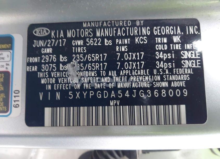 Photo 9 of 2018 Kia Sorento 3.3L LX (VIN 5XYPGDA54JG368009)