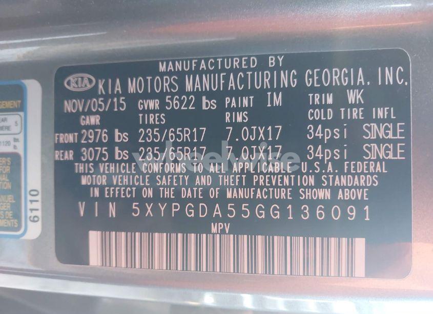 Photo 9 of 2016 Kia Sorento 3.3L LX (VIN 5XYPGDA55GG136091)