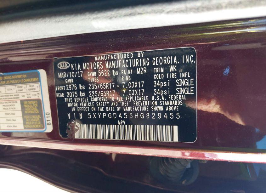 Photo 9 of 2017 Kia Sorento LX V6 (VIN 5XYPGDA55HG329455)