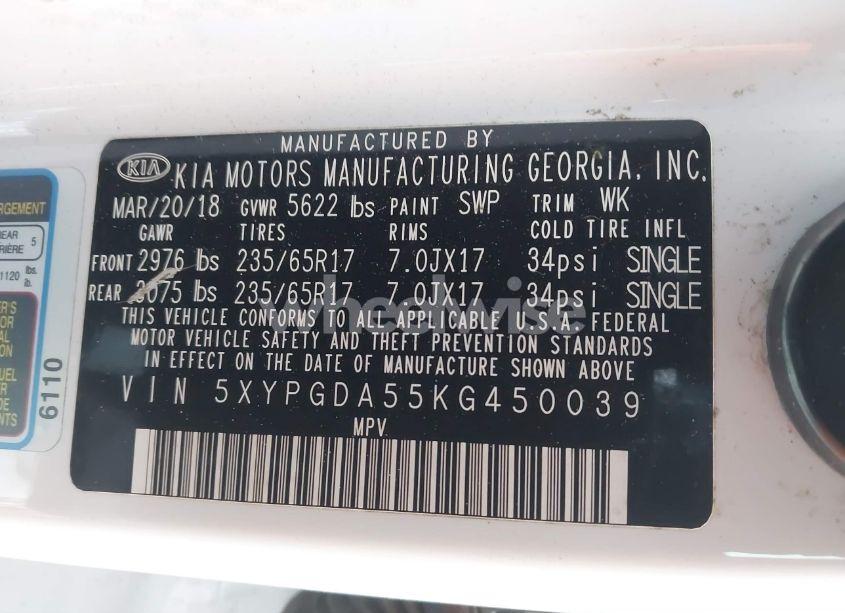 Photo 9 of 2019 Kia Sorento 3.3L LX (VIN 5XYPGDA55KG450039)