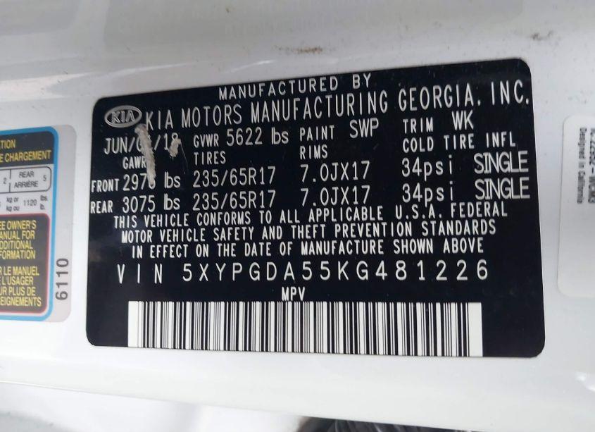 Photo 9 of 2019 Kia Sorento 3.3L LX (VIN 5XYPGDA55KG481226)