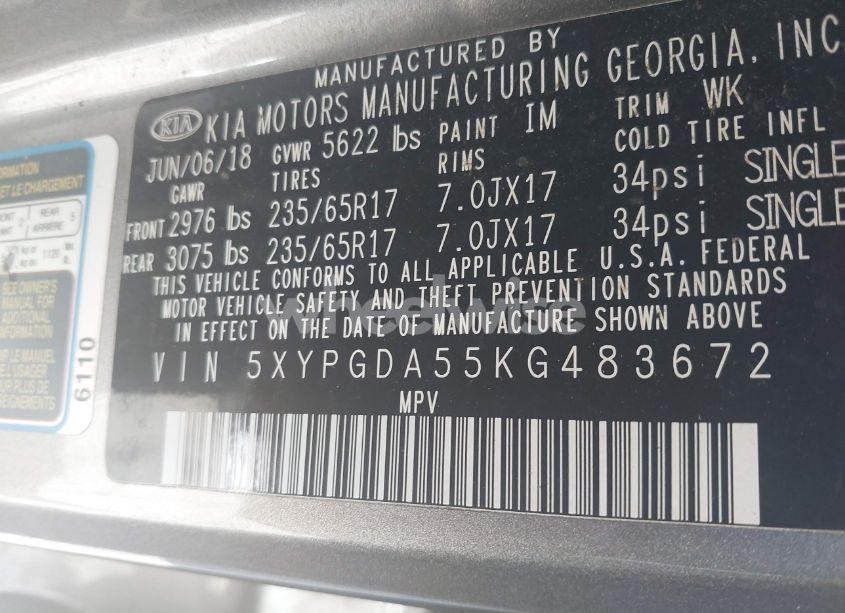 Photo 9 of 2019 Kia Sorento 3.3L LX (VIN 5XYPGDA55KG483672)