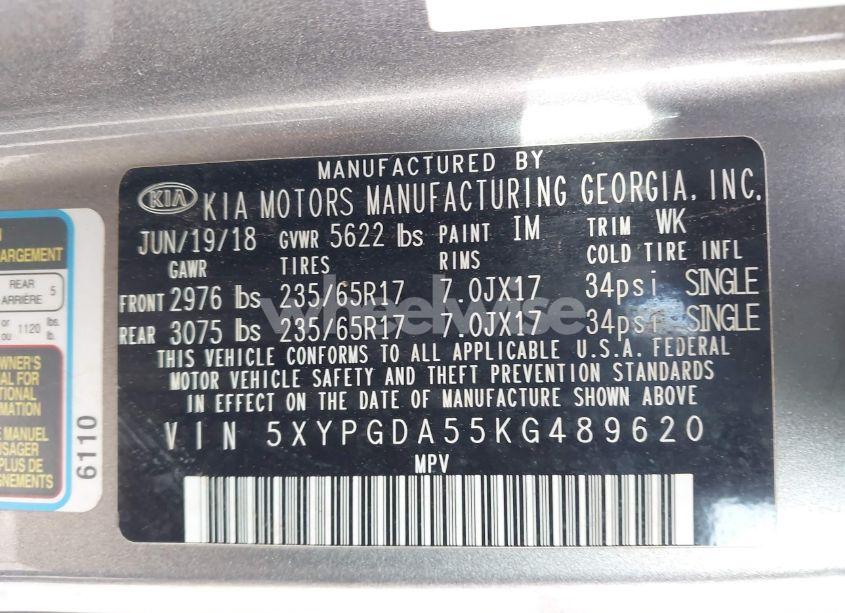 Photo 9 of 2019 Kia Sorento 3.3L LX (VIN 5XYPGDA55KG489620)