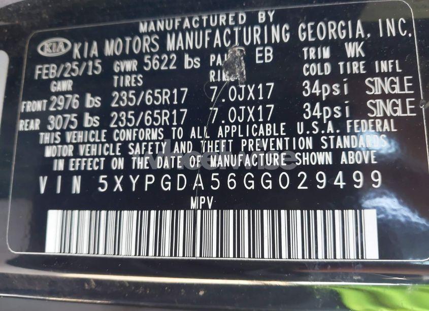 Photo 9 of 2016 Kia Sorento 3.3L LX (VIN 5XYPGDA56GG029499)