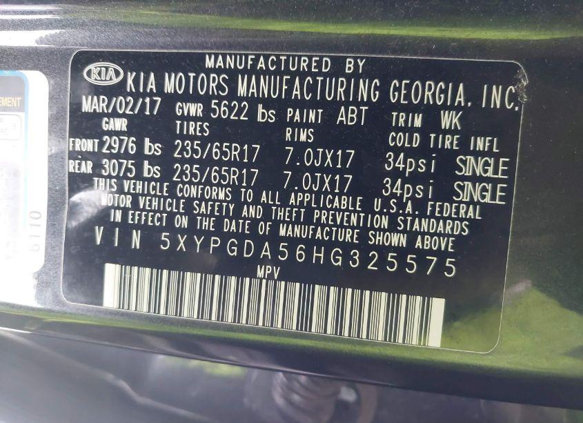 Photo 9 of 2017 Kia Sorento 3.3L LX (VIN 5XYPGDA56HG325575)