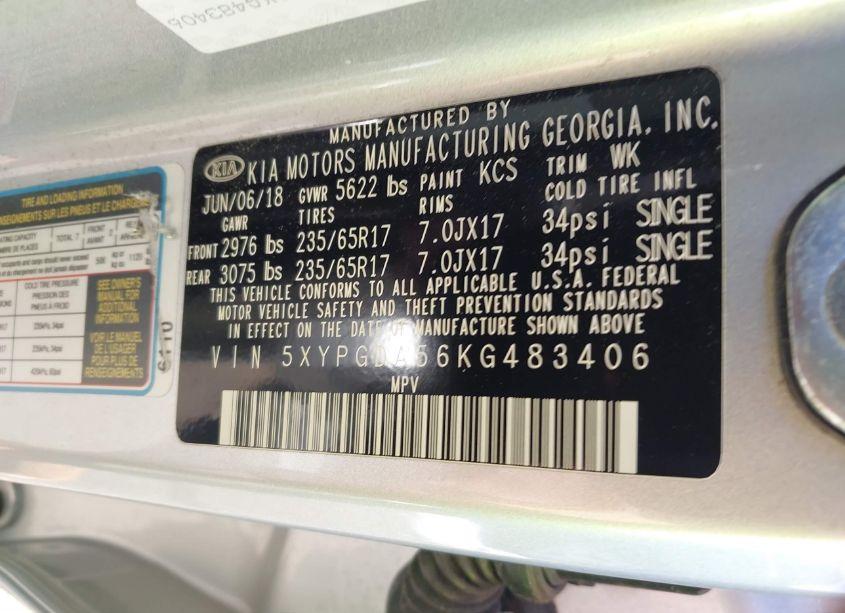 Photo 9 of 2019 Kia Sorento 3.3L LX (VIN 5XYPGDA56KG483406)