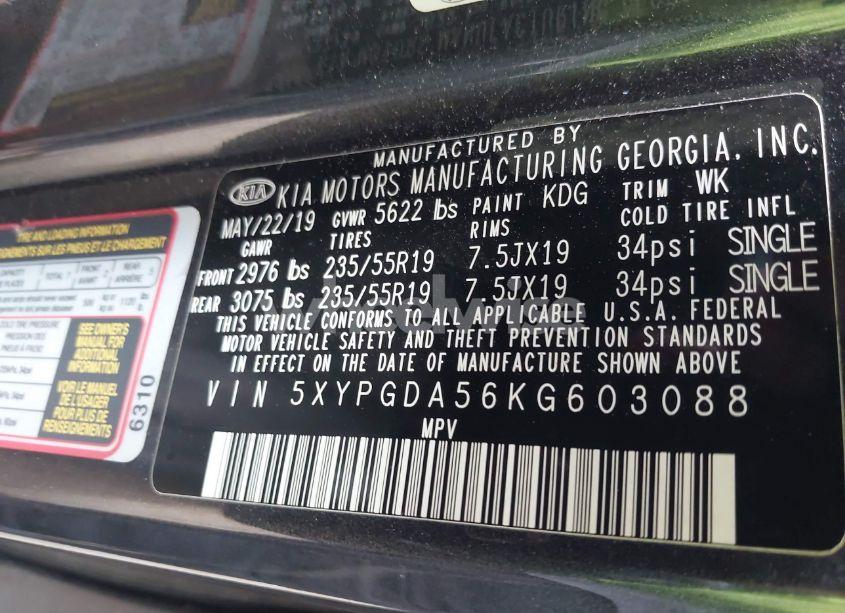 Photo 9 of 2019 Kia Sorento 3.3L S (VIN 5XYPGDA56KG603088)