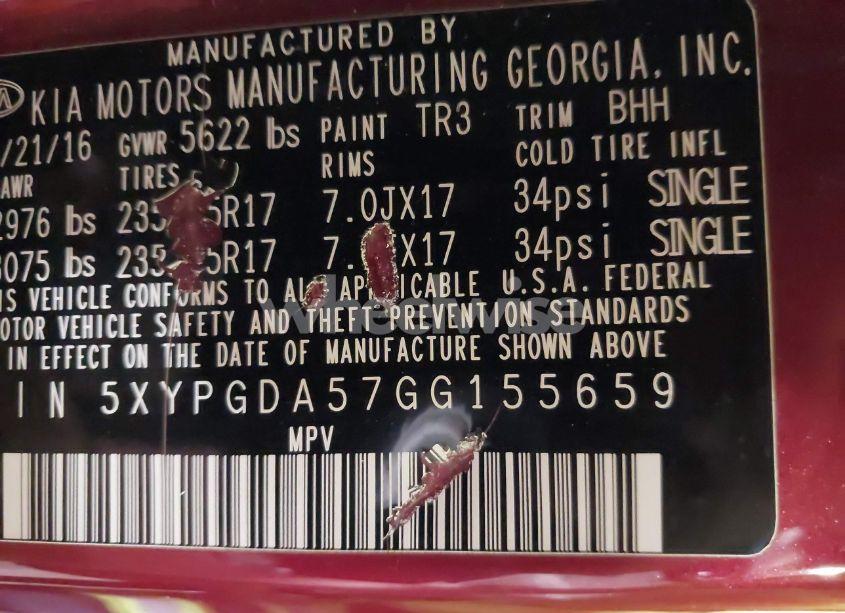 Photo 9 of 2016 Kia Sorento 3.3L LX (VIN 5XYPGDA57GG155659)