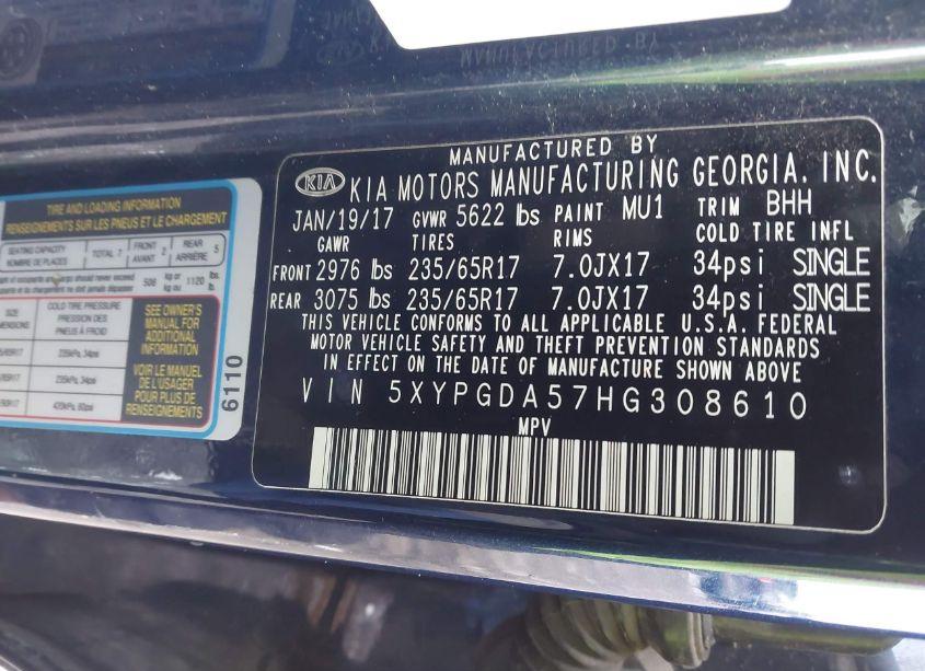 Photo 9 of 2017 Kia Sorento 3.3L LX (VIN 5XYPGDA57HG308610)