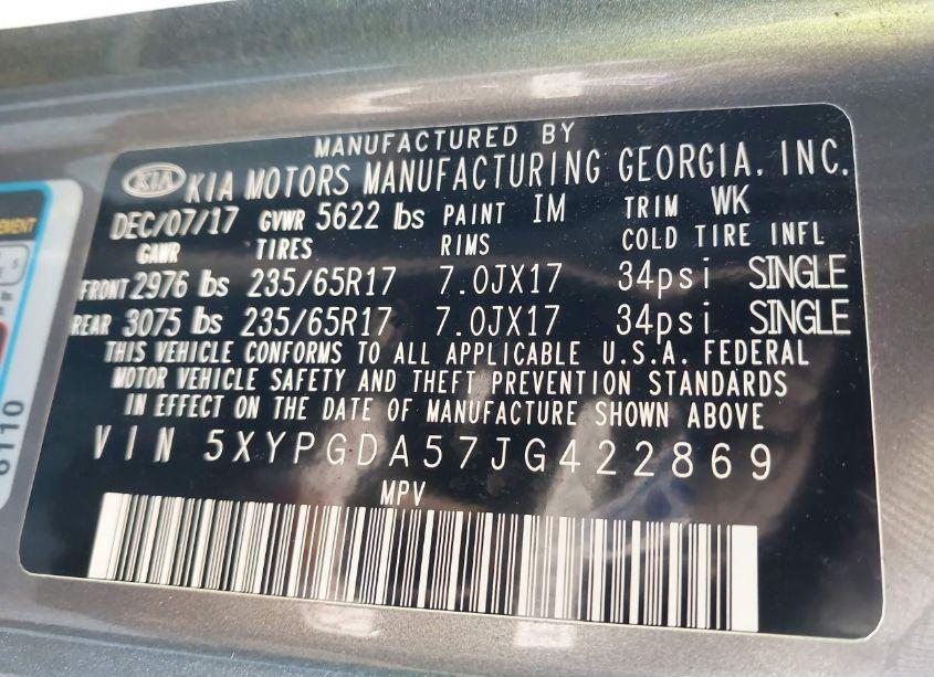 Photo 9 of 2018 Kia Sorento 3.3L LX (VIN 5XYPGDA57JG422869)