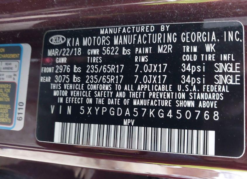 Photo 9 of 2019 Kia Sorento 3.3L LX (VIN 5XYPGDA57KG450768)