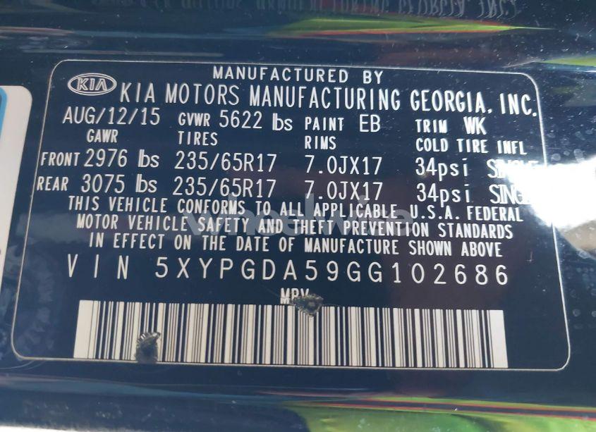 Photo 9 of 2016 Kia Sorento 3.3L LX (VIN 5XYPGDA59GG102686)