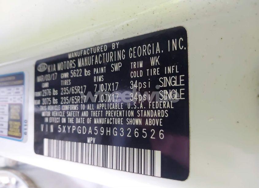 Photo 9 of 2017 Kia Sorento 3.3L LX (VIN 5XYPGDA59HG326526)