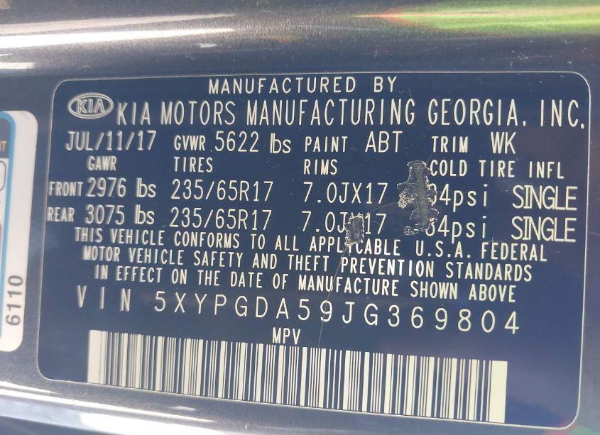 Photo 9 of 2018 Kia Sorento 3.3L LX (VIN 5XYPGDA59JG369804)