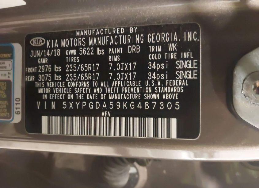Photo 9 of 2019 Kia Sorento 3.3L LX (VIN 5XYPGDA59KG487305)