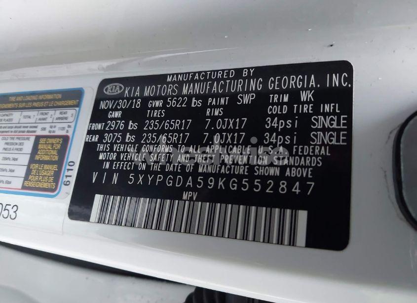 Photo 9 of 2019 Kia Sorento 3.3L LX (VIN 5XYPGDA59KG552847)