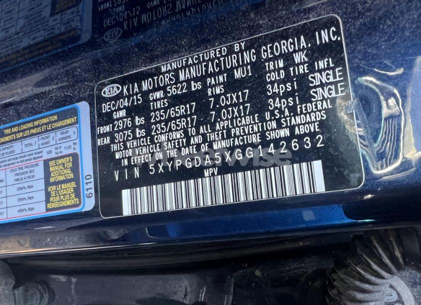 Photo 8 of 2016 Kia Sorento LX/L (VIN 5XYPGDA5XGG142632)