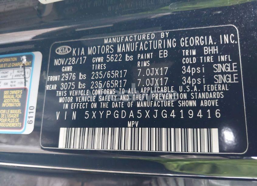 Photo 9 of 2018 Kia Sorento 3.3L LX (VIN 5XYPGDA5XJG419416)