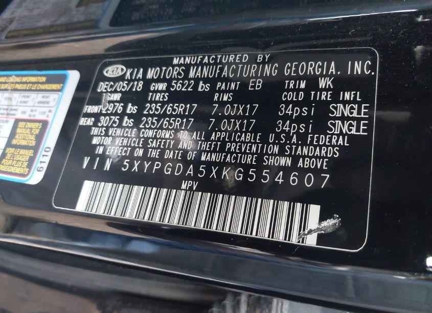 Photo 9 of 2019 Kia Sorento 3.3L LX (VIN 5XYPGDA5XKG554607)