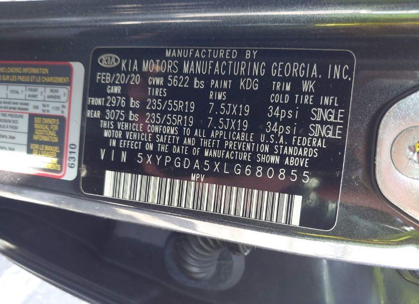Photo 9 of 2020 Kia Sorento 3.3L S (VIN 5XYPGDA5XLG680855)
