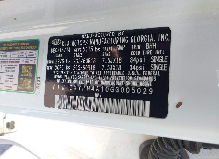 Photo 9 of 2016 Kia Sorento 2.0T EX (VIN 5XYPH4A10GG005029)