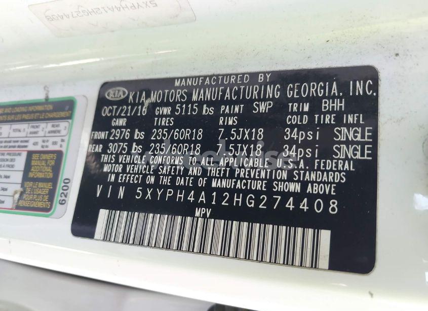 Photo 9 of 2017 Kia Sorento 2.0T EX (VIN 5XYPH4A12HG274408)