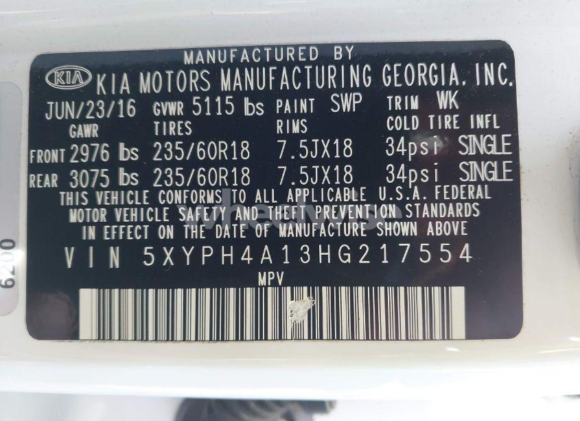 Photo 9 of 2017 Kia Sorento 2.0T EX (VIN 5XYPH4A13HG217554)