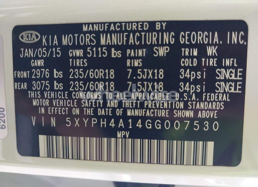Photo 9 of 2016 Kia Sorento 2.0T EX (VIN 5XYPH4A14GG007530)