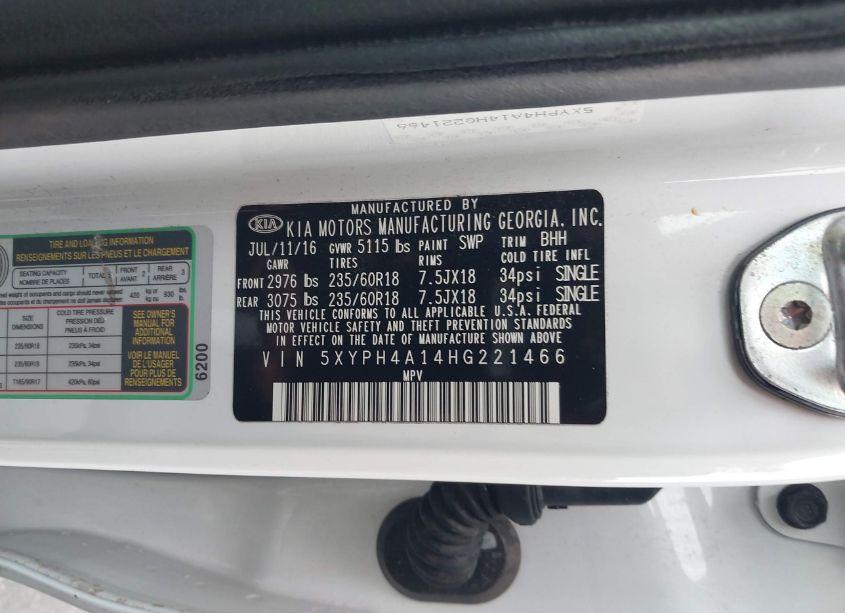 Photo 9 of 2017 Kia Sorento 2.0T EX (VIN 5XYPH4A14HG221466)