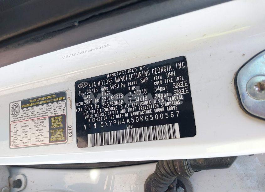 Photo 9 of 2019 Kia Sorento 3.3L EX (VIN 5XYPH4A50KG500567)