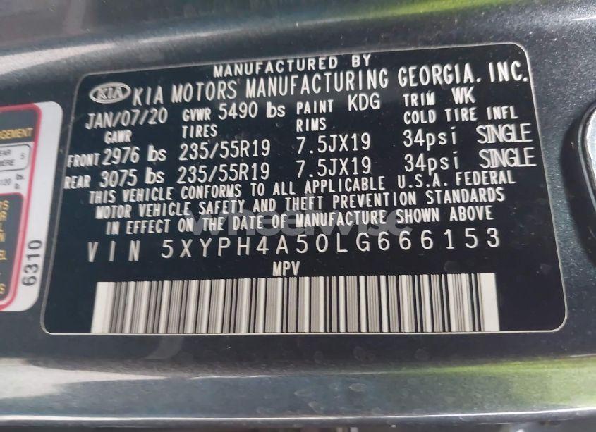 Photo 9 of 2020 Kia Sorento 3.3L EX (VIN 5XYPH4A50LG666153)