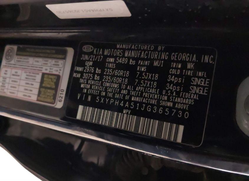 Photo 9 of 2018 Kia Sorento 3.3L EX (VIN 5XYPH4A51JG365730)