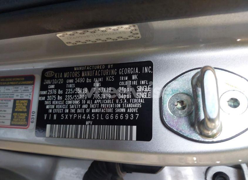 Photo 9 of 2020 Kia Sorento 3.3L EX (VIN 5XYPH4A51LG666937)