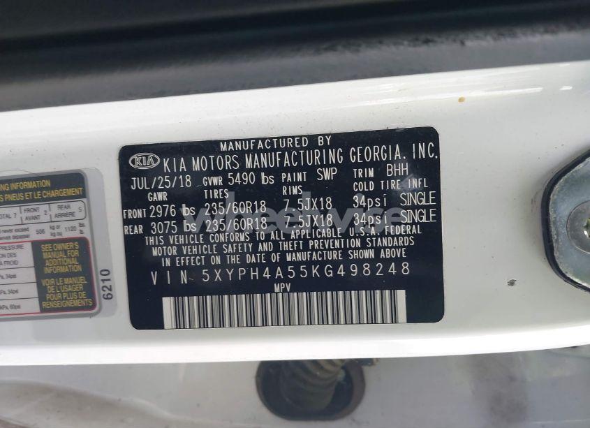 Photo 9 of 2019 Kia Sorento 3.3L EX (VIN 5XYPH4A55KG498248)