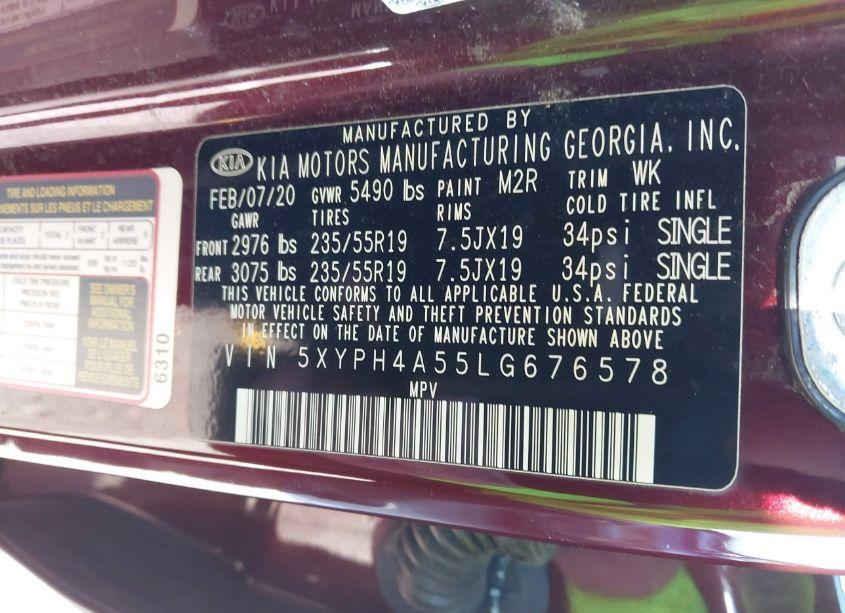 Photo 9 of 2020 Kia Sorento 3.3L EX (VIN 5XYPH4A55LG676578)