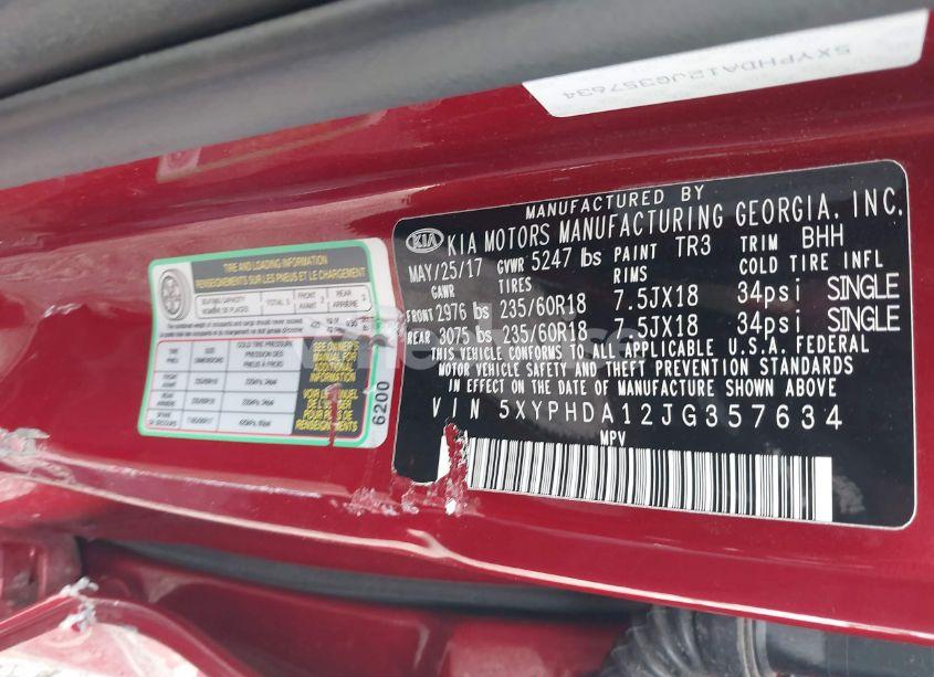 Photo 9 of 2018 Kia Sorento 2.0T EX (VIN 5XYPHDA12JG357634)