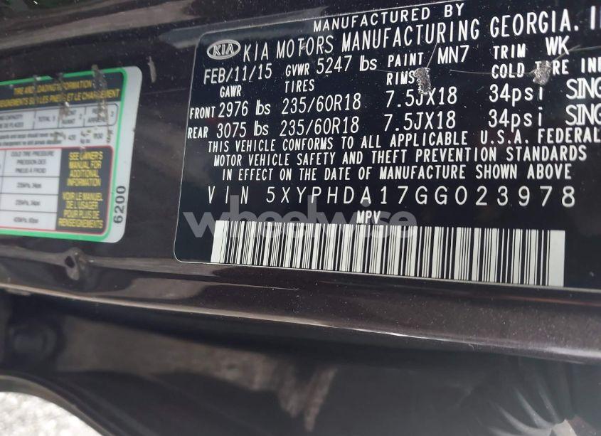 Photo 9 of 2016 Kia Sorento 2.0T EX (VIN 5XYPHDA17GG023978)