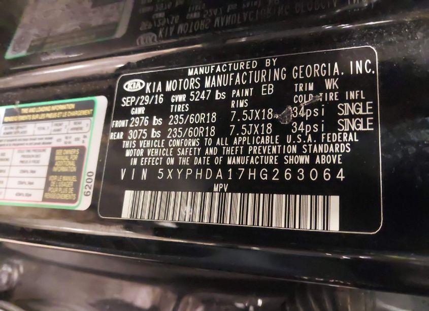 Photo 9 of 2017 Kia Sorento 2.0T EX (VIN 5XYPHDA17HG263064)