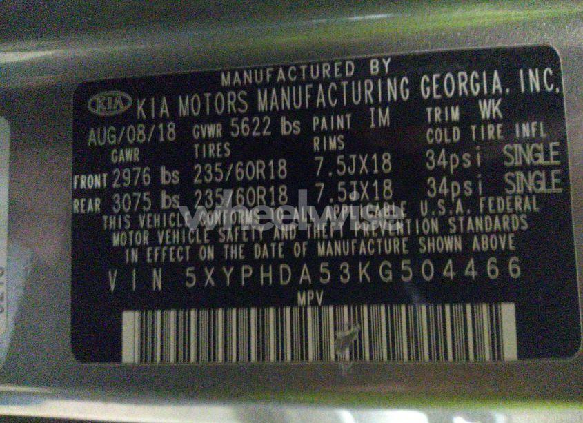 Photo 9 of 2019 Kia Sorento 3.3L EX (VIN 5XYPHDA53KG504466)