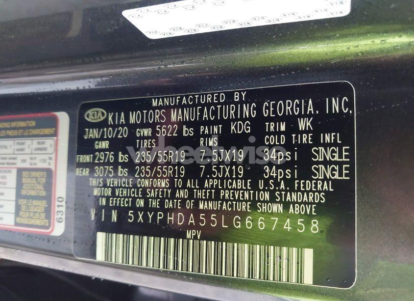 Photo 9 of 2020 Kia Sorento 3.3L EX (VIN 5XYPHDA55LG667458)