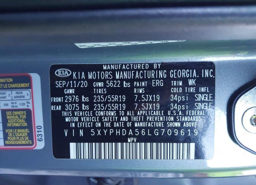 Photo 9 of 2020 Kia Sorento 3.3L EX (VIN 5XYPHDA56LG709619)