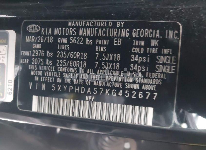 Photo 9 of 2019 Kia Sorento 3.3L EX (VIN 5XYPHDA57KG452677)